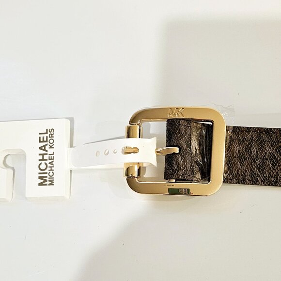 Michael Kors Womens Large Logo Belt Brown Leather main image 3